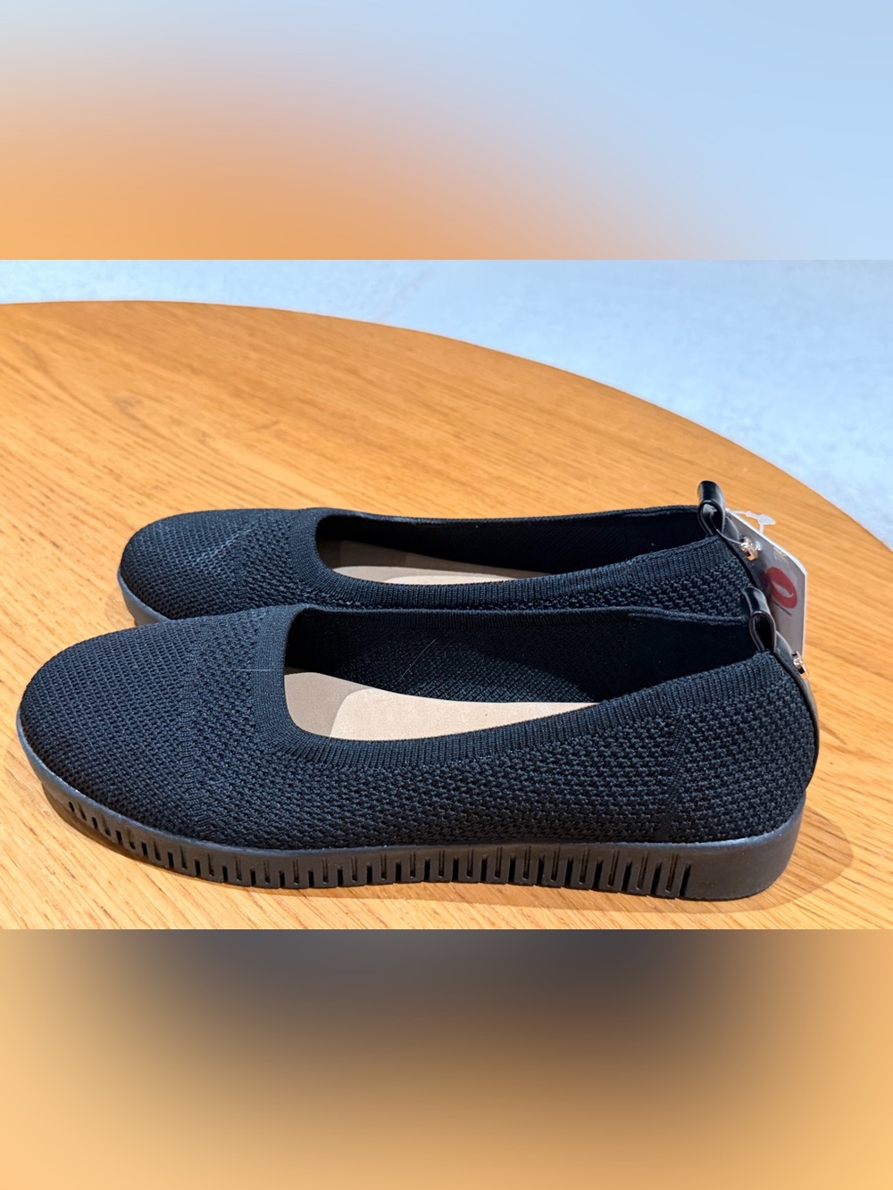 Taryn Rose Black Knit Slip-On Ballet Flats